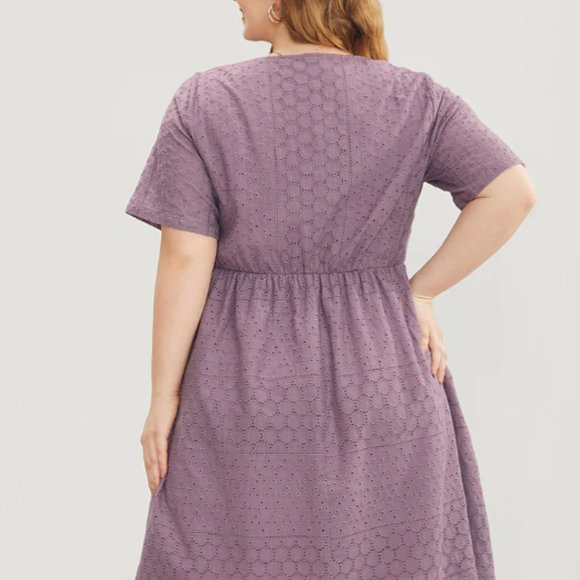 NWT BloomChic Solid Broderie Anglaise Tassels Pocket Ruffle Hem Dress - Picture 2 of 2